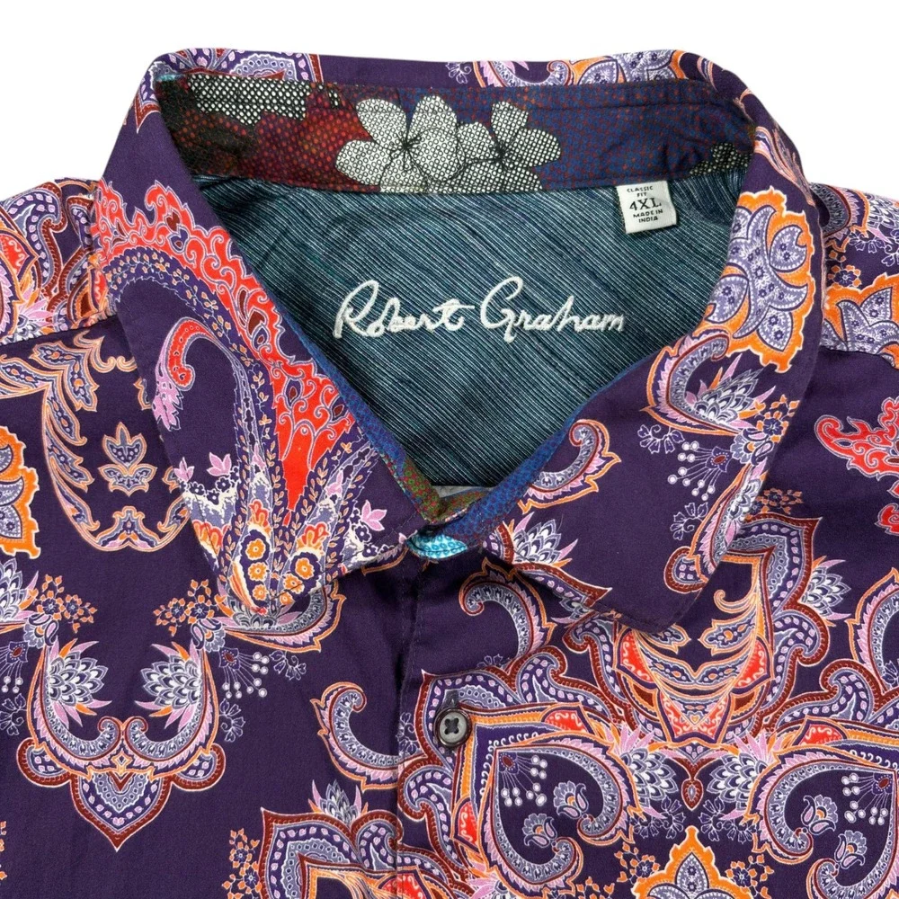 Robert Graham Casino Royale Shirt Mens 4XL Purple Paisley Ornamental Medallion